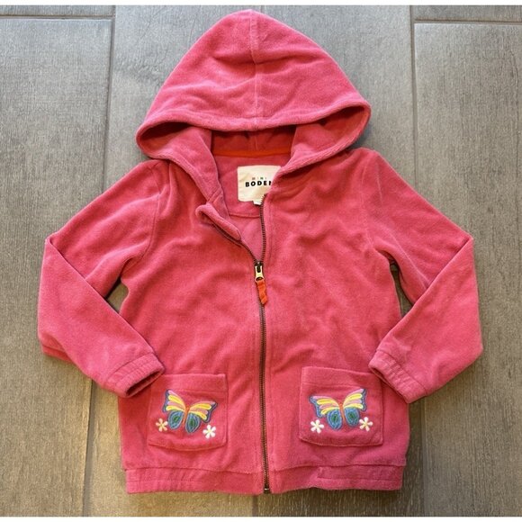 Mini Boden Girl's Swim Cover-up Towelling size 5–6 Full Zip Hoodie Jacket Terry